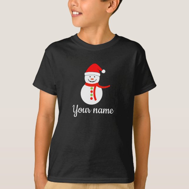 Nome Personalizado Snowman - Camisa de Natal (Frente)