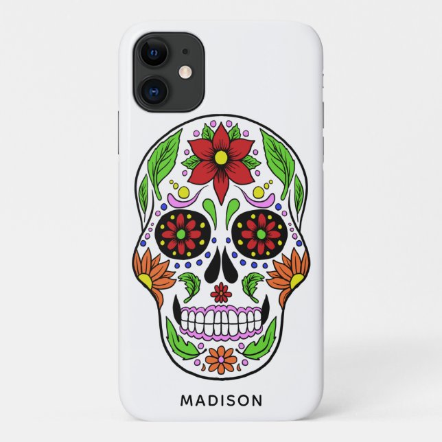 Nome personalizado Sugar Skull capa de telefone (Verso)