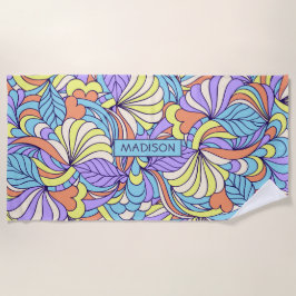 Nome personalizado Toalha de praia Colorful Doodle