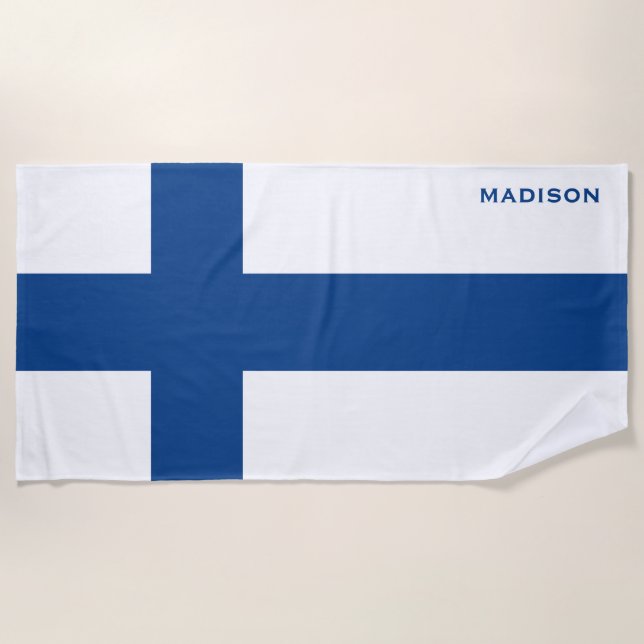 Nome personalizado toalha de praia da bandeira fin (Frente)