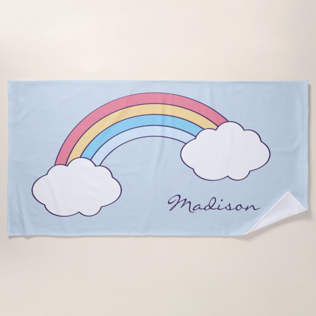 Nome personalizado toalha de praia do Rainbow Sky (Frente)