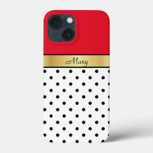 Nome Personalizado Vermelho Cereja, Bolinhas Preta