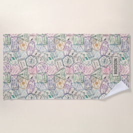Nome personalizado Viagem Stamps Toalha de praia p
