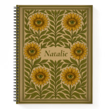Nome personalizado Vintage Eye Sunflower Notebook