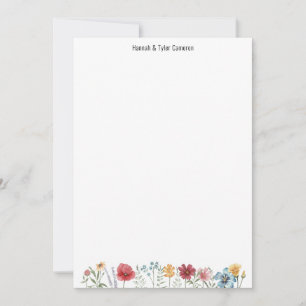 Nome Personalizado Watercolor Wildflower Cartão Pe