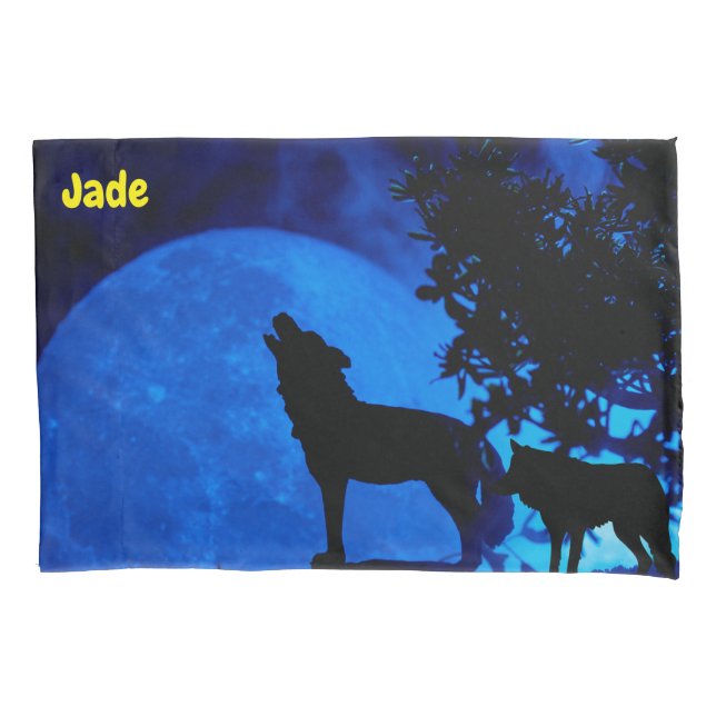 Nome personalizado wolf Pillowcase (Frente)