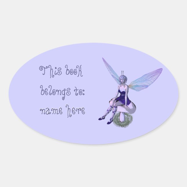 Nome Personalizável Fairy Bookplate - adesivo oval (Frente)