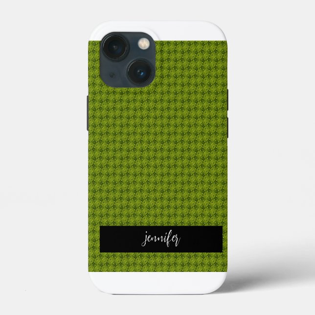 Nome personalizável Grass com padrão de gotas de á (Verso)