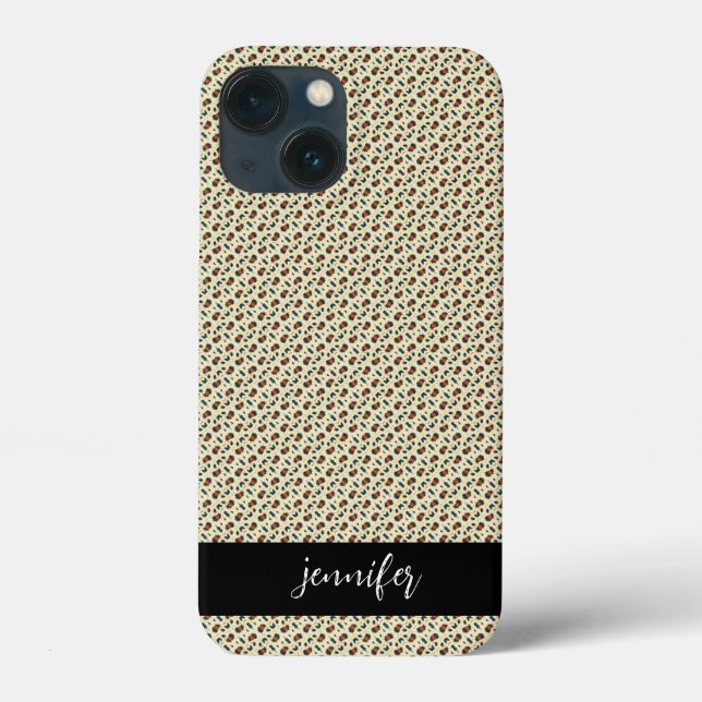 Nome personalizável Padrão da pele do leopardo (Verso)