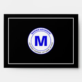 Nome Preto Monograma Endereço de Retorno na Parte