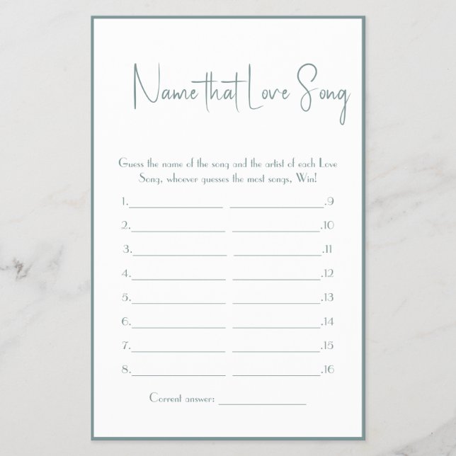 Nome que Love Song Chá Game Flyer (Frente)