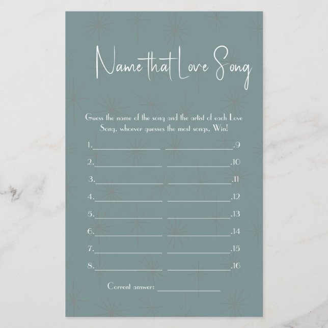 Nome que Love Song Chá Game Flyer (Frente)