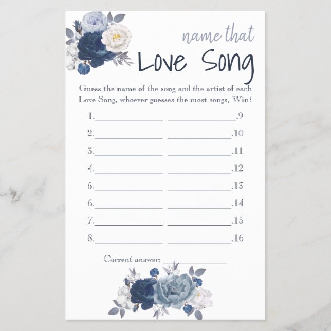 Nome que Love Song Game Card Flyer (Frente)
