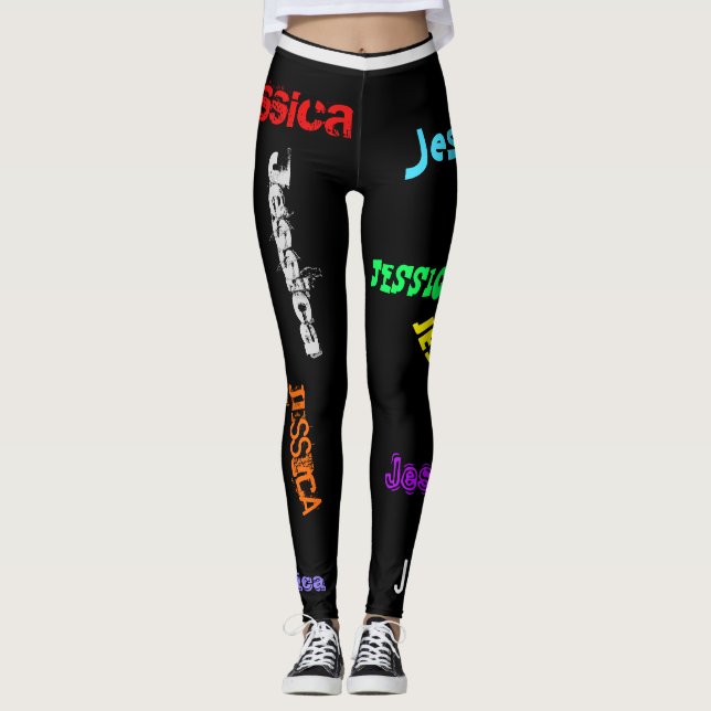 NOME Repetitivo Personalizado Letras Leggings Pret (Frente)