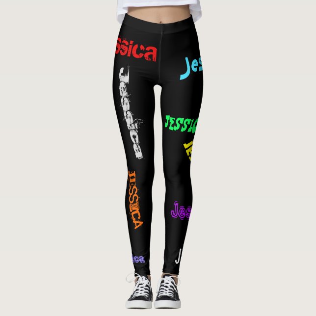 NOME Repetitivo Personalizado Letras Leggings Pret (Frente)