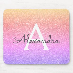 Nome roxo cor-de-rosa Mousepad do monograma do