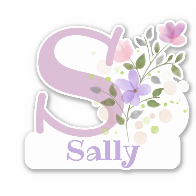 Nome Sally com a Letra S Adesivo Recortado (Frente)