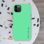 Nome Simples | Bloco de cor verde mínimo<br><div class="desc">Uma simples caixa na moda com um estilo simples moderno de blocos de cor sólida em um brilhante verde-menta divertido. Seu nome, iniciais ou palavra favorita na tipografia de blocos modernos na tendência de preto que você pode facilmente personalizar para si mesmo ou como um presente especial para um ente...</div>