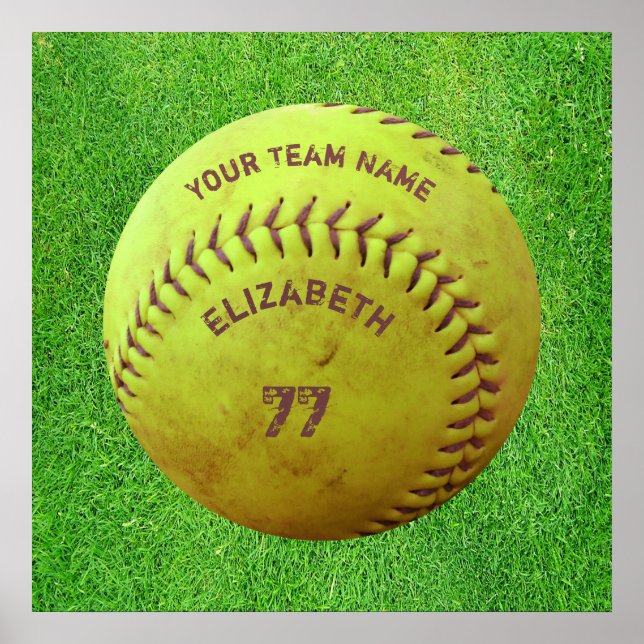 Nome Sujo do Softball com Poster de Bola Numérica  (Frente)
