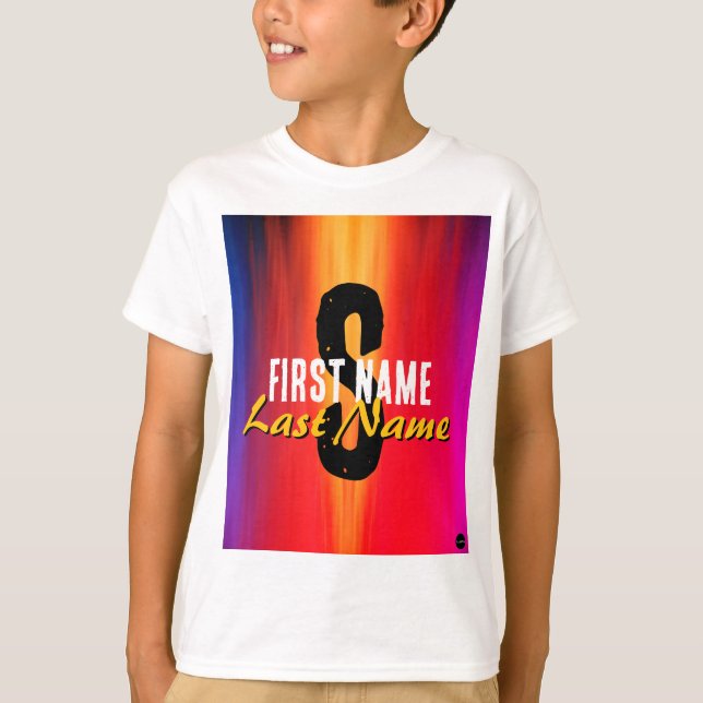 Nome T-Shirt w Inicial, Primeiro e Sobrenome HAMbW (Frente)