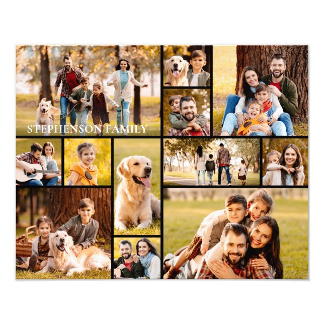 Nome Único da Família Simples de Colagem de Fotos  (Frente)