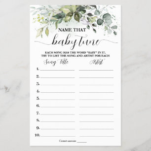 Nome verde Cartão de Jogo de Chá de fraldas de Aju