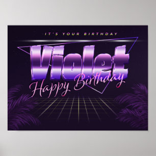 Nome Violet Vorname lila retro Poster Geburtstag