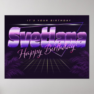 Nome Vorname lila retro Poster Geburtstag