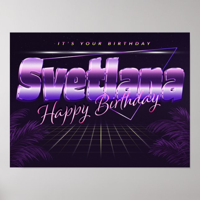 Nome Vorname lila retro Poster Geburtstag (Frente)