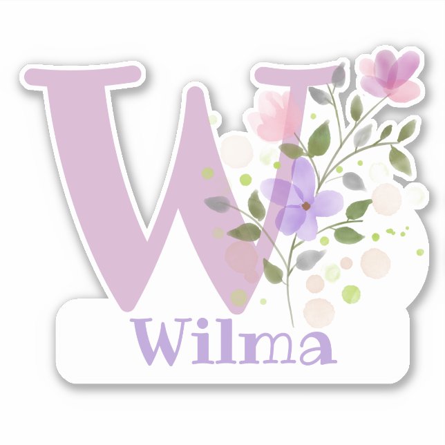 Nome Wilma com a Letra W Adesivo Recortado (Frente)