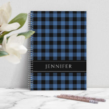 Nome Xadrez Azul e Preto Padrão Gingham Não