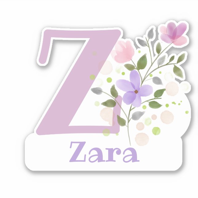 Nome Zara com a Letra Z Adesivo Recortado (Frente)