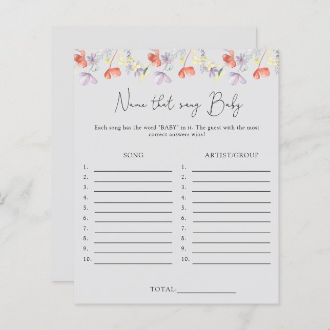 Nomeie essa música \ jogo de chá de fraldas de flo (Frente/Verso)