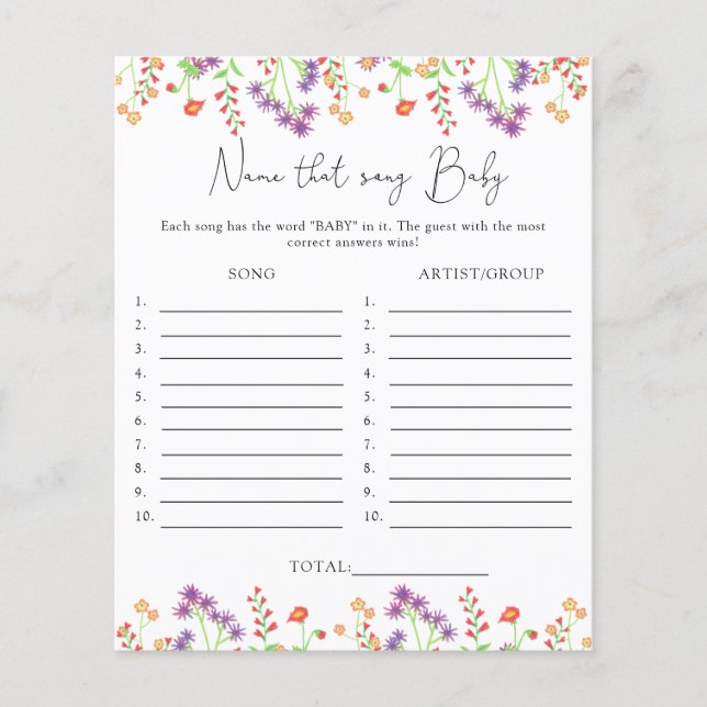 Nomeie essa música \ jogo de chá de fraldas de flo (Frente)