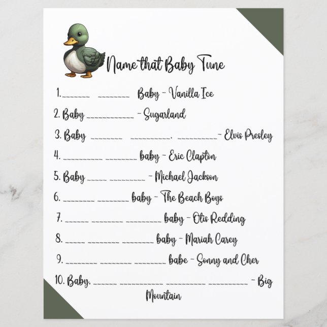 Nomeie esse jogo de Chá de fraldas do Baby Tune (Frente)