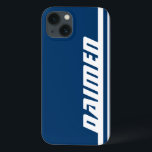 Nomeie o caso ipad de esportes de faixa branca e a<br><div class="desc">Cobrir de gabinete do ipad estilo esporte vermelho e branco. O caso diz: Daimen ou personalize este caso com o nome de sua escolha. Um presente perfeito para uma criança ou adulto desportivo vibrante,  para ajudar a proteger um ipad contra batas,  arranhões e perdas. Desenvolvido exclusivamente pela Sarah Trett.</div>