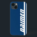 Nomeie o caso ipad de esportes de faixa branca e a<br><div class="desc">Cobrir de gabinete do ipad estilo esporte vermelho e branco. O caso diz: Daimen ou personalize este caso com o nome de sua escolha. Um presente perfeito para uma criança ou adulto desportivo vibrante,  para ajudar a proteger um ipad contra batas,  arranhões e perdas. Desenvolvido exclusivamente pela Sarah Trett.</div>
