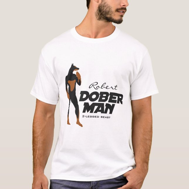 Nomeie seu t-shirt do super-herói do DoberMan (Frente)