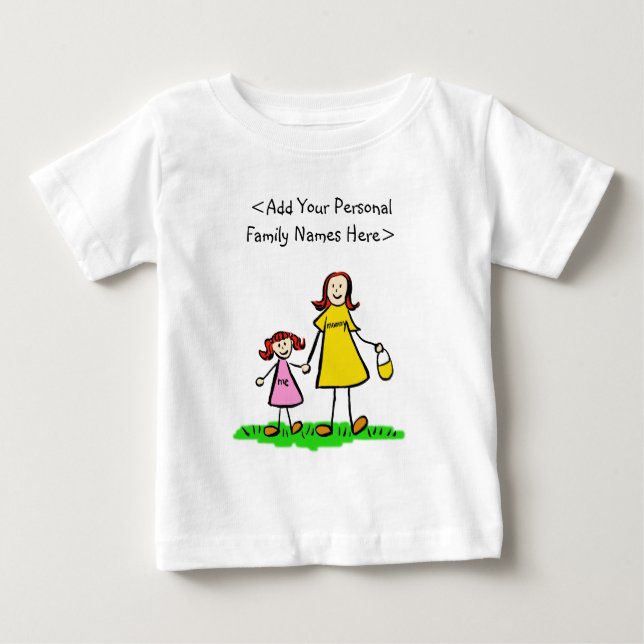 Nomes da Família Mãe e Filha Camisas Personalizada (Frente)