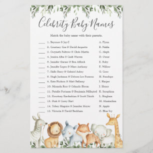 Nomes de Bebês de Celebração de Animais Safari