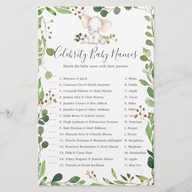 Nomes de Bebês de celebridades de Chás de fraldas  (Frente)