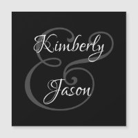 Nomes de casal em letra cursiva, Branco e Cinza em