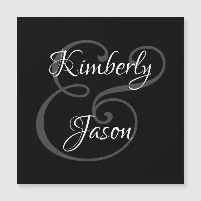 Nomes de casal em letra cursiva, Branco e Cinza em (Frente)