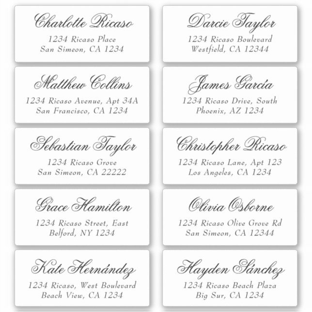 Nomes de convidados Endereço Etiqueta de Entrega P (Frente)