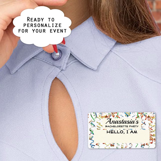 Nomes de etiqueta de papel de Confetti Dourado fes (Add easy to read custom name tags at your next event to help guests remember names. )
