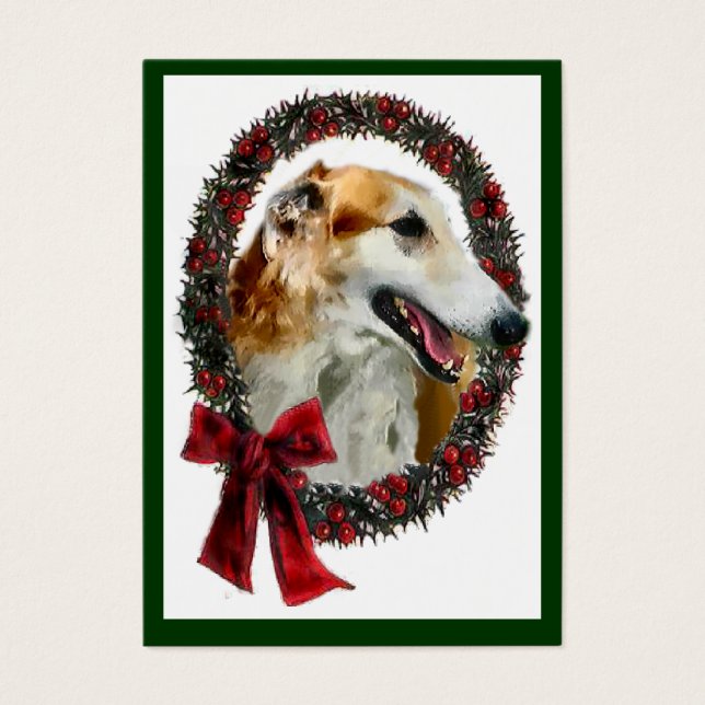 Nomes de etiqueta de presentes de Natal Borzoi (Frente)