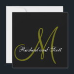 Nomes de Monograma de Convites Legais Pretos<br><div class="desc">Nomes de Monograma de Convites Elegantes. Fundo preto em ambos os lados</div>