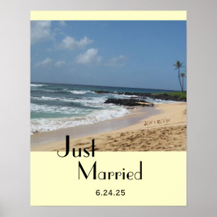 Nomes de recem casados na Poster de areia