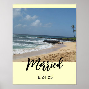 Nomes de recem casados na Poster de areia