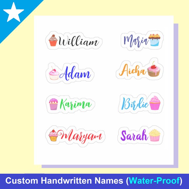 Nomes Manuscritos, Bolos: Melhores Adesivos à Prov (perfect Handwritten Script Names and Cakes: Best Waterproof Stickers for laptops, tumblers, planner)